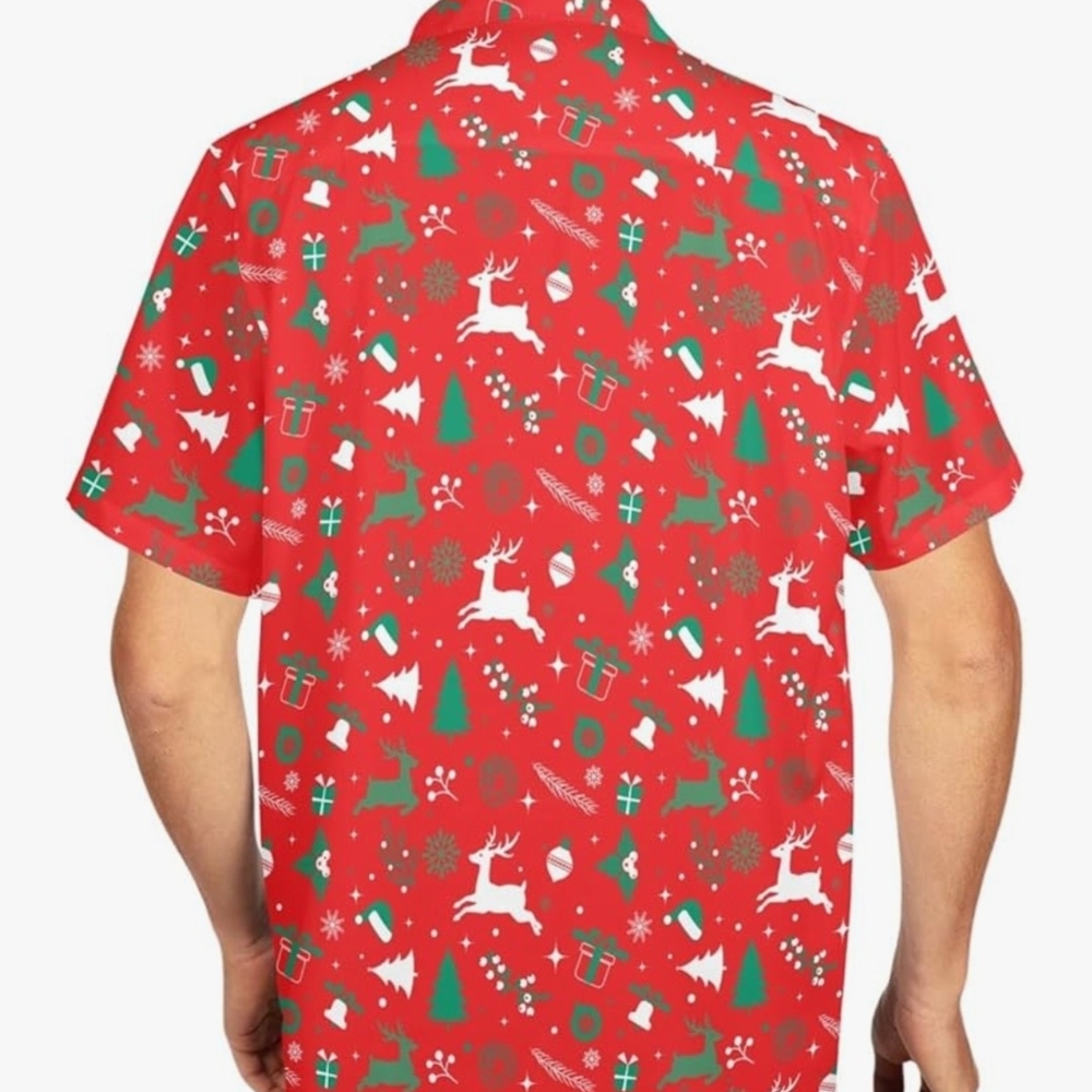 Men's Red Holiday Button Down Shirt - Picture 2 of 4